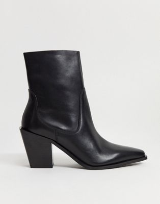 ASOS DESIGN Reading leather clean western boots in black | ASOS