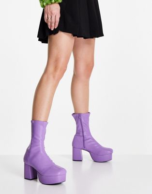 ASOS DESIGN Ready platform sock boots in purple