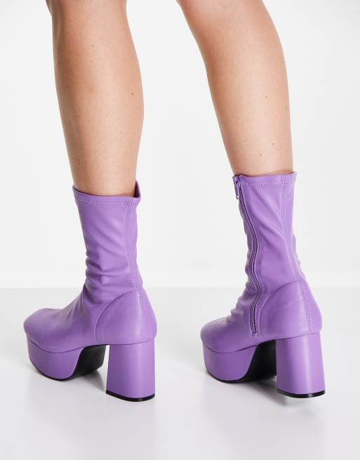 ASOS DESIGN Ready platform sock boots in purple, 4 of 4