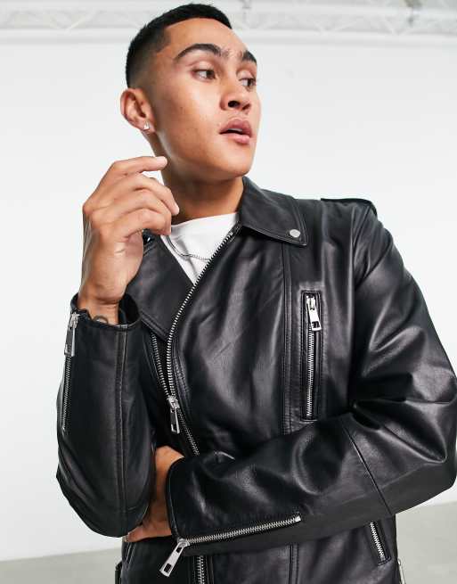 Asos black 2024 leather jacket