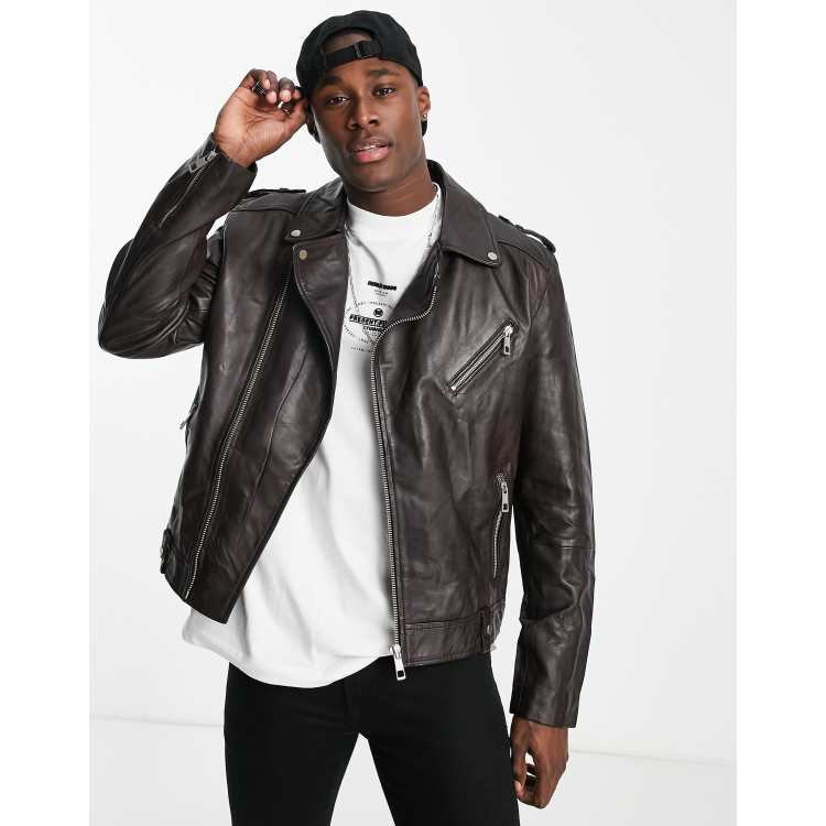 Asos leather 2024 jacket mens