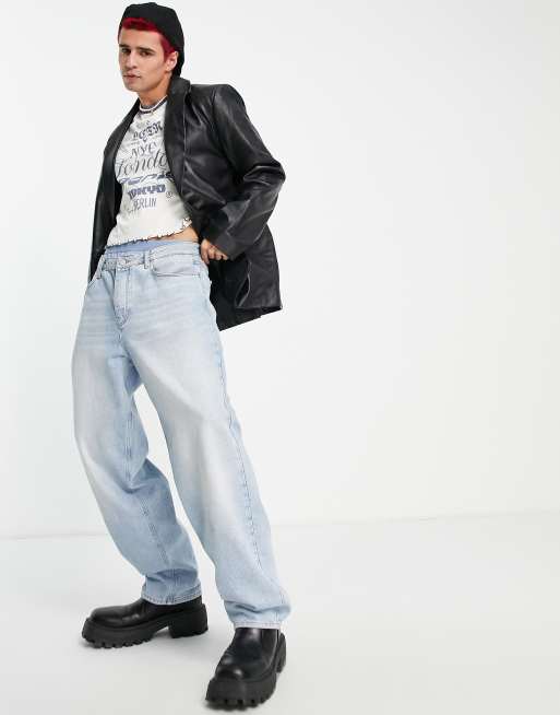 ASOS DESIGN real leather blazer in black, 3 of 4