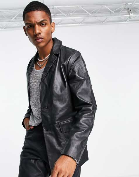 Mens tall hot sale leather jackets