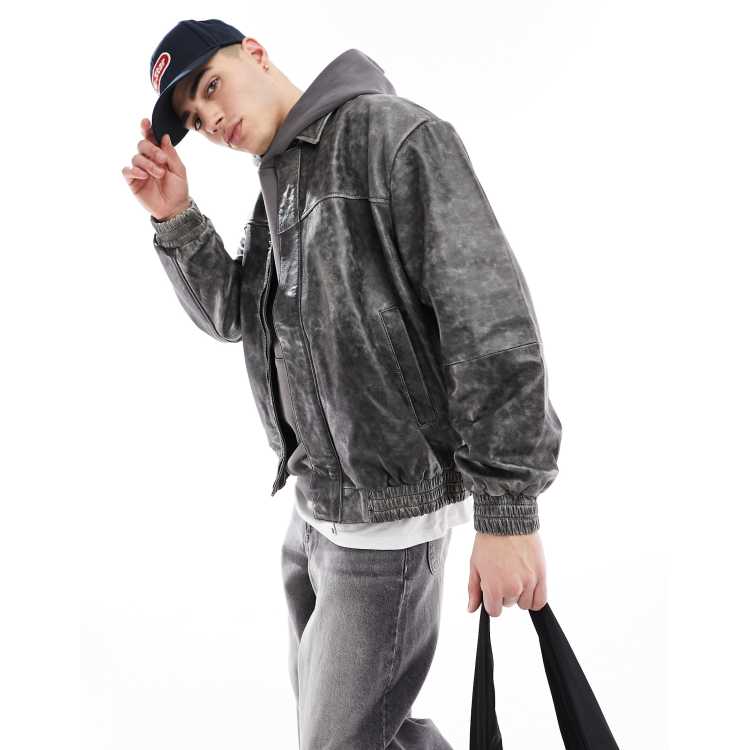 Asos vintage leather jacket sales