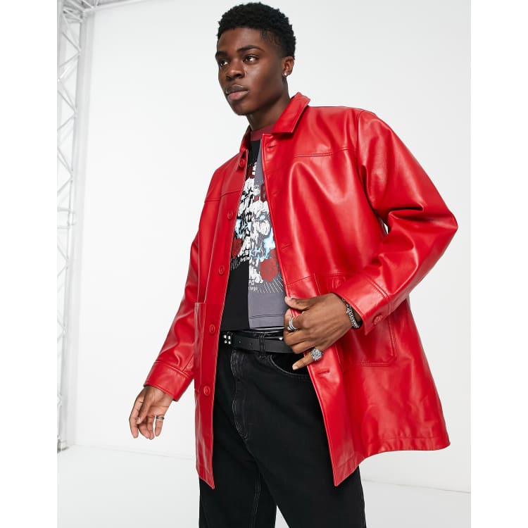 Asos red 2024 leather jacket