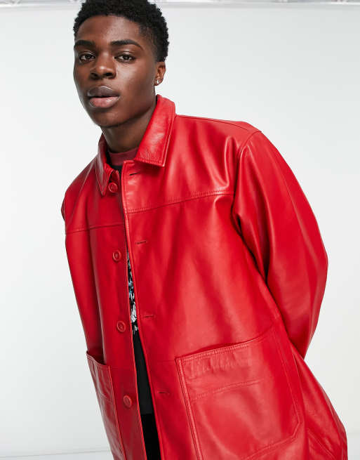 Asos red 2025 leather jacket