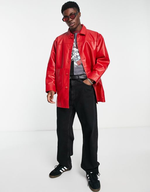 Asos red 2025 leather jacket