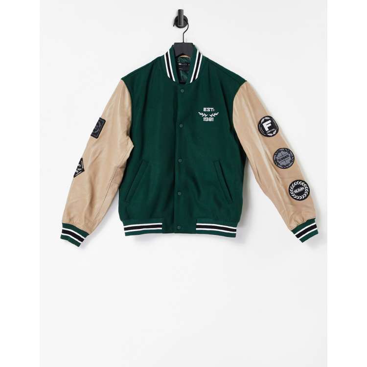 Asos green leather outlet jacket