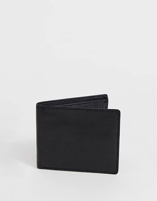 ASOS DESIGN real leather wallet in black with internal coin purse