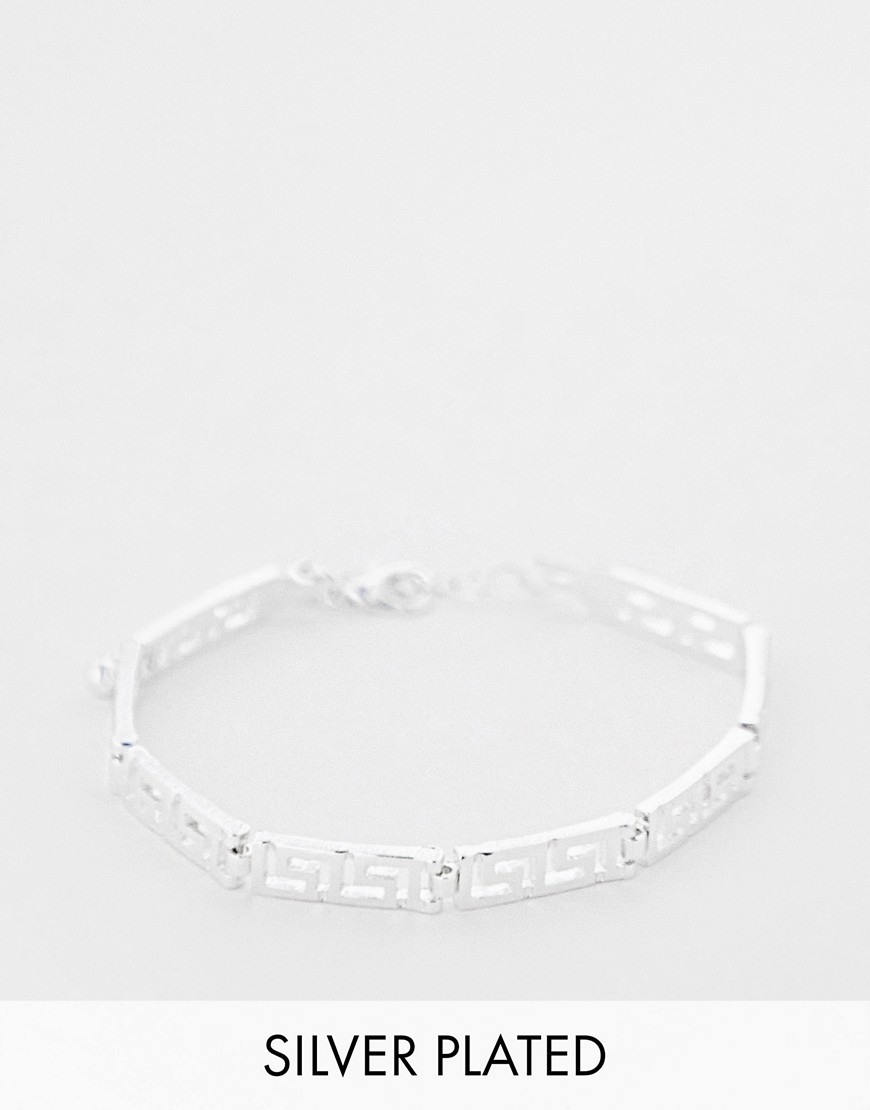 ASOS DESIGN real silver plate greek wave chain bracelet