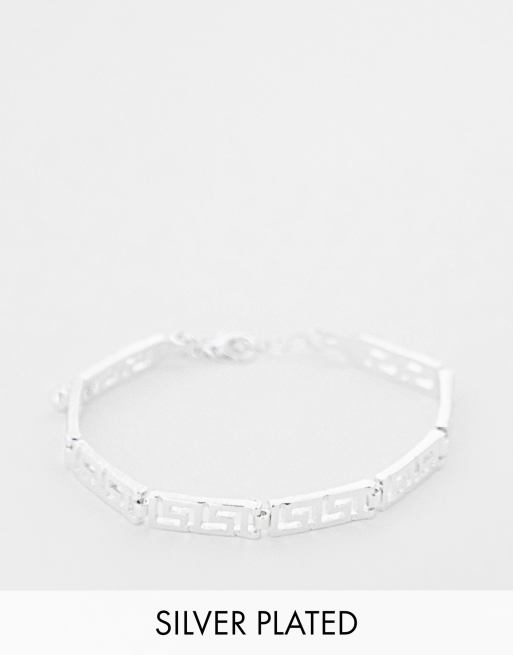 ASOS DESIGN real silver plate greek wave chain bracelet
