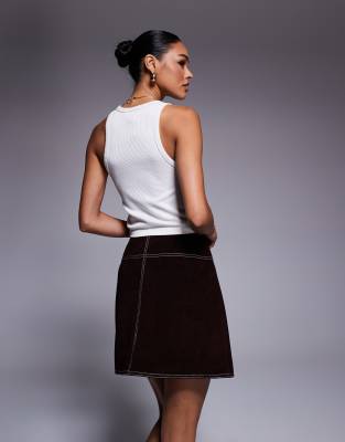 Asos Design Real Suede Mini Skirt In Black