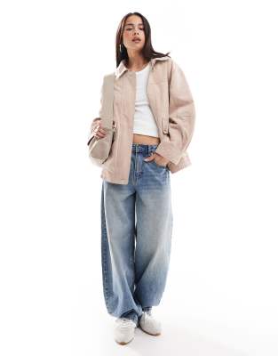 ASOS DESIGN REAL SUEDE OVERSIZED BOMBER JACKET 