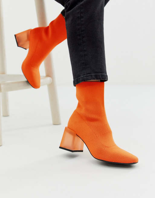 Orange shop ankle booties