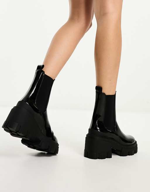 ASOS DESIGN Alliance chunky zip-front boots in black