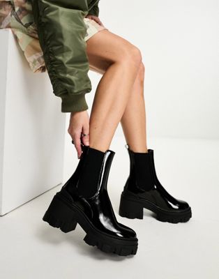 ASOS DESIGN Reality chunky mid-heeled chelsea boots in black