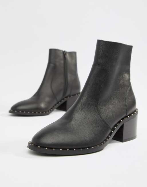 Asos design realm leather mid sales ankle boots