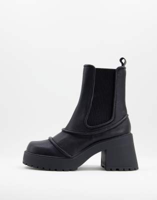 ASOS DESIGN Reason chunky mid-heel boots in black | ASOS