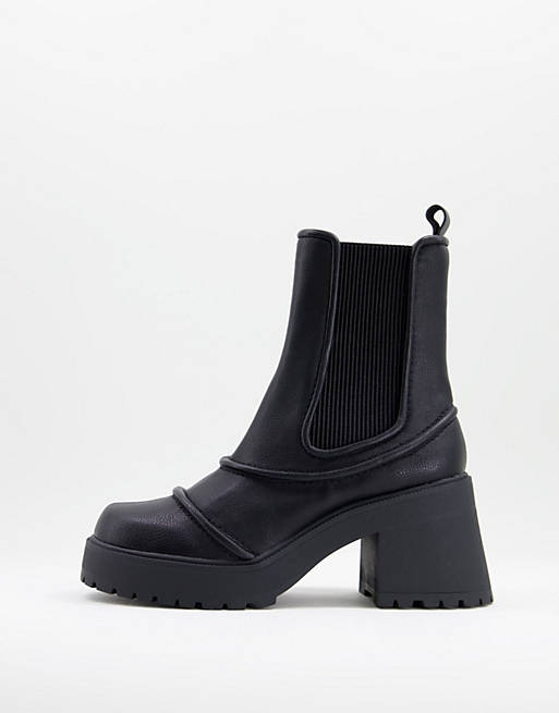 ASOS DESIGN Reason chunky mid-heel boots in black