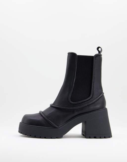 Asos Design Reason Chunky Mid Heel Boots In Black Asos 7761