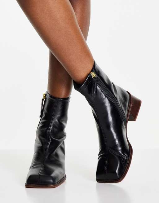 Bottines noires bout carré hot sale