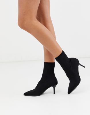 kitten heel black sock boots