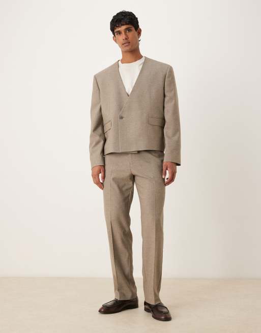ASOS DESIGN - Recht colbert zonder kraag in beige, 2 van 5