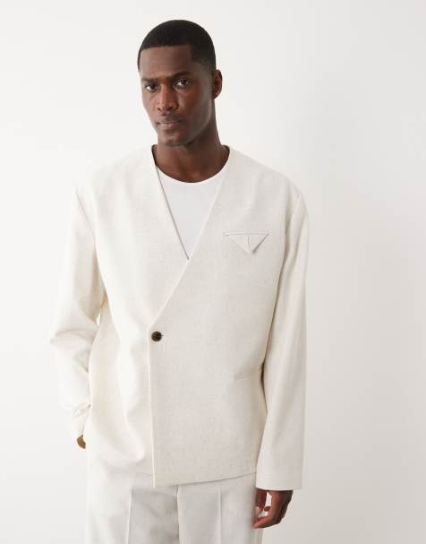 ASOS DESIGN - Recht colbert zonder kraag in beige - view 1