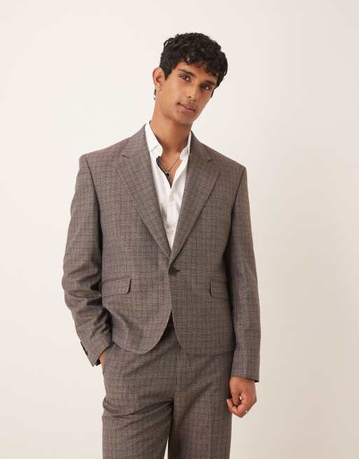 ASOS DESIGN - Recht cropped colbert met textuur in bruin