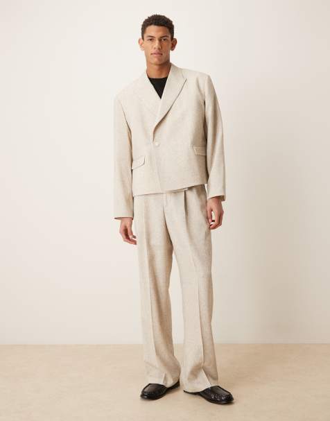 ASOS DESIGN - Recht cropped double breasted pak in crème - view 1