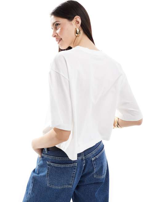ASOS DESIGN - Recht cropped T-shirt in wit, 3 van 4