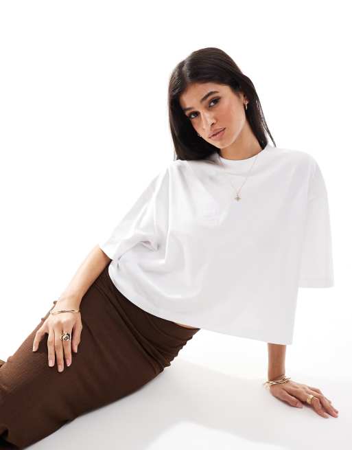 ASOS DESIGN - Recht cropped T-shirt in wit, 3 van 4