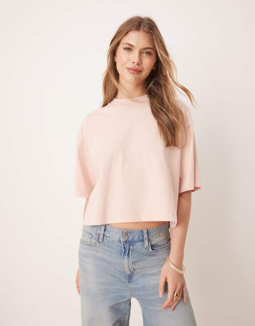 ASOS DESIGN - Recht cropped T-shirt in zachtroze, 4 van 4