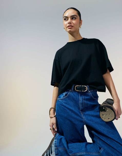 ASOS DESIGN - Recht cropped T-shirt in zwart - view 1