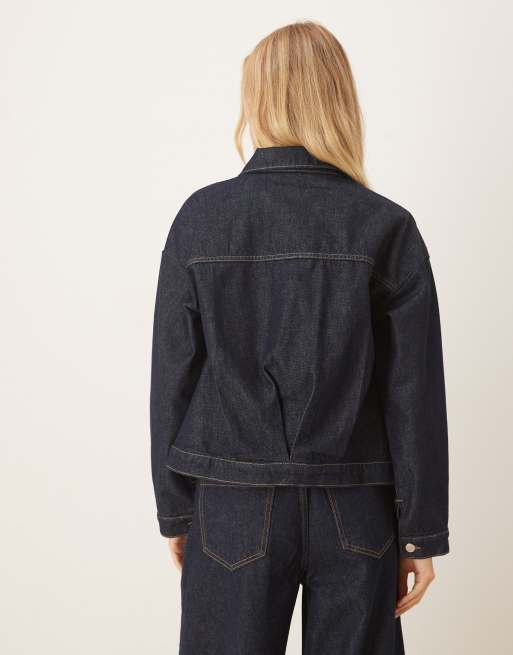 ASOS DESIGN - Recht denim jack met plooi aan de achterkant in indigo, 3 van 4