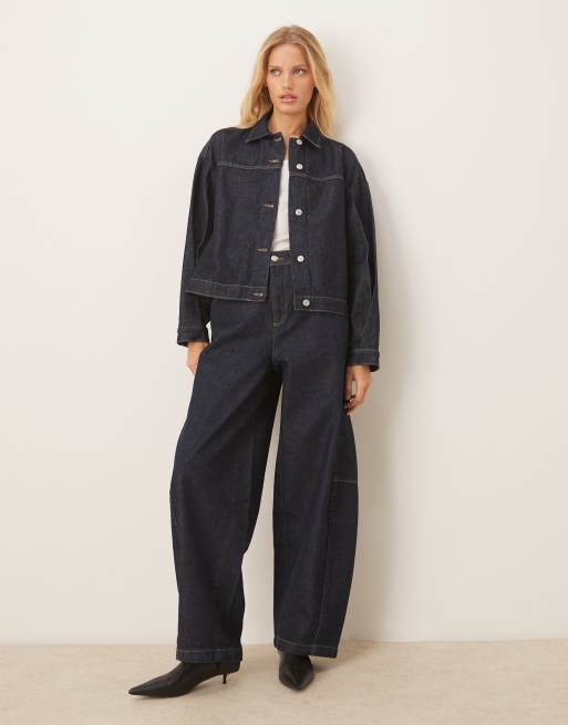 ASOS DESIGN - Recht denim jack met plooi aan de achterkant in indigo, 4 van 4