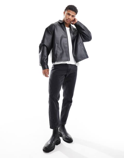 ASOS DESIGN - Recht harrington jack van imitatieleer in zwart, 3 van 4