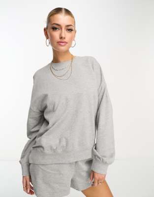 ASOS DESIGN - Recht lichtgewicht sweatshirt in gemêleerd grijs