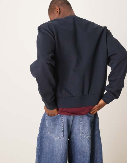 ASOS DESIGN - Recht overhemd met borduursel op de borst in marineblauw, 4 van 4
