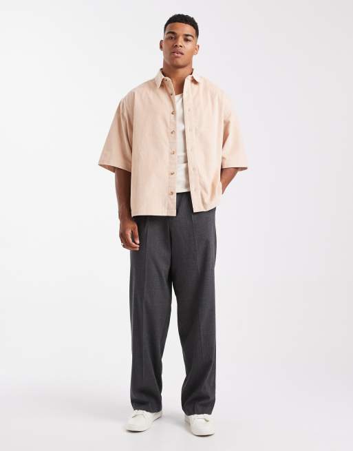 ASOS DESIGN - Recht oversized corduroy overhemd met badge in beige, 2 van 5
