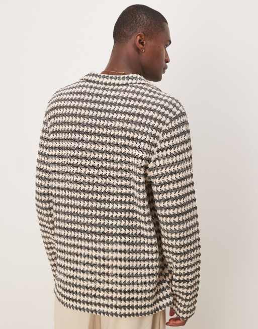 ASOS DESIGN - Recht oversized gehaakt overhemd zonder sluiting in zwart en ecru, 4 van 4