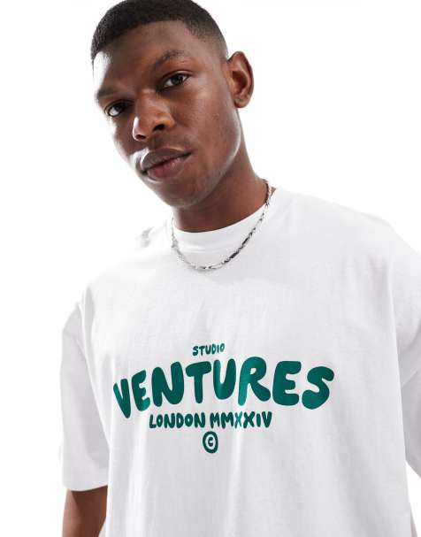 ASOS DESIGN - Recht oversized gepofte T-shirt met grafische print in wit - view 1