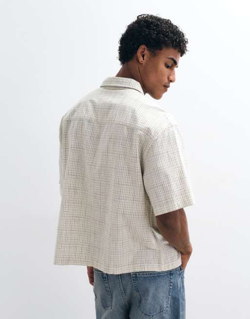 ASOS DESIGN - Recht oversized geruit overhemd in stone, 3 van 5