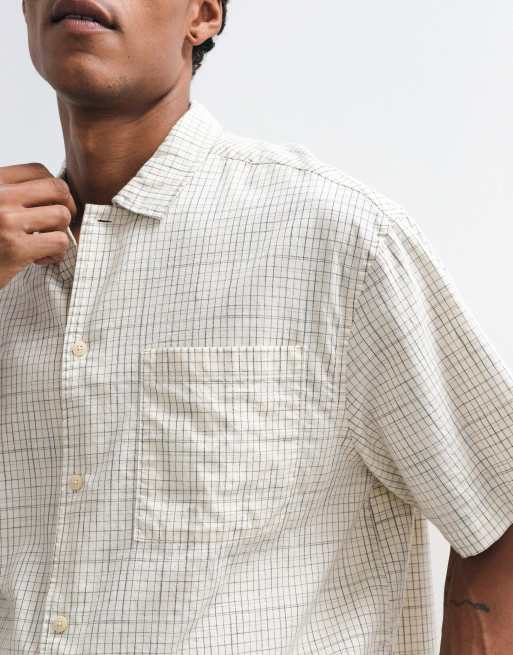 ASOS DESIGN - Recht oversized geruit overhemd in stone, 4 van 5