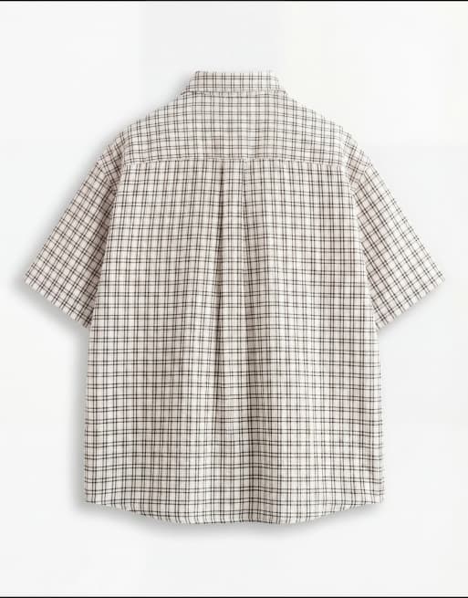 ASOS DESIGN - Recht oversized geruit overhemd met print op de borst in zwart en wit, 7 van 9