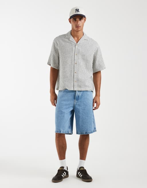 ASOS DESIGN - Recht oversized geruit overhemd met reverskraag en textuur in zwart en wit, 2 van 5