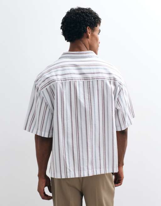 ASOS DESIGN - Recht oversized gestreept overhemd met textuur in blauw, 4 van 5