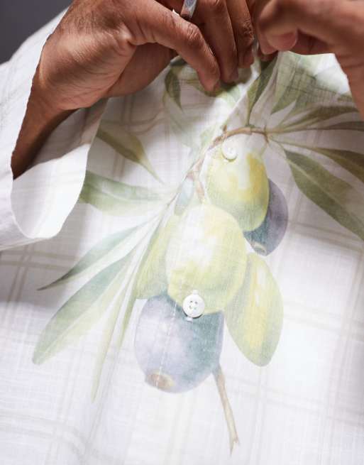 ASOS DESIGN - Recht oversized overhemd met fruitprint en neutrale ruitprint, 3 van 4