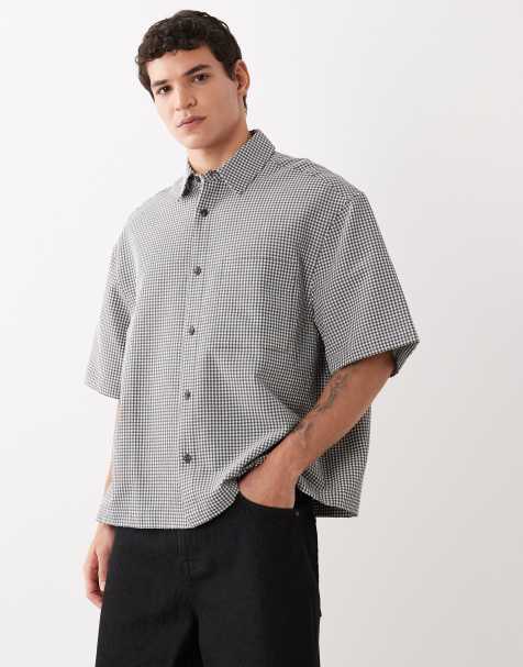 ASOS DESIGN - Recht oversized overhemd met gingham ruit in zwart en wit - view 1