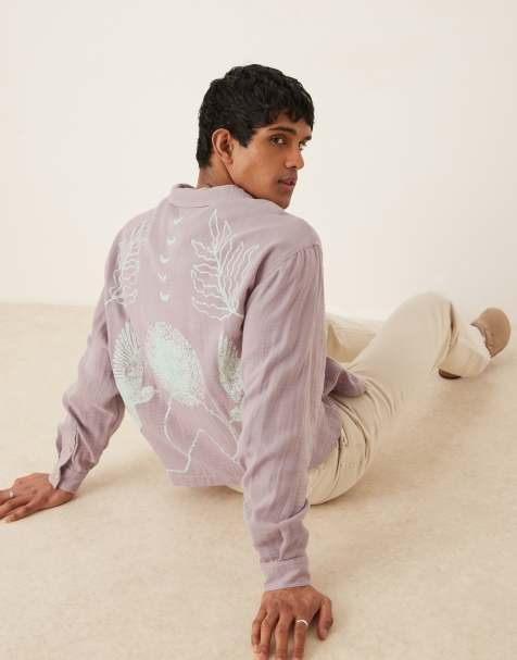 ASOS DESIGN - Recht oversized overhemd met printdetail in lila - view 1